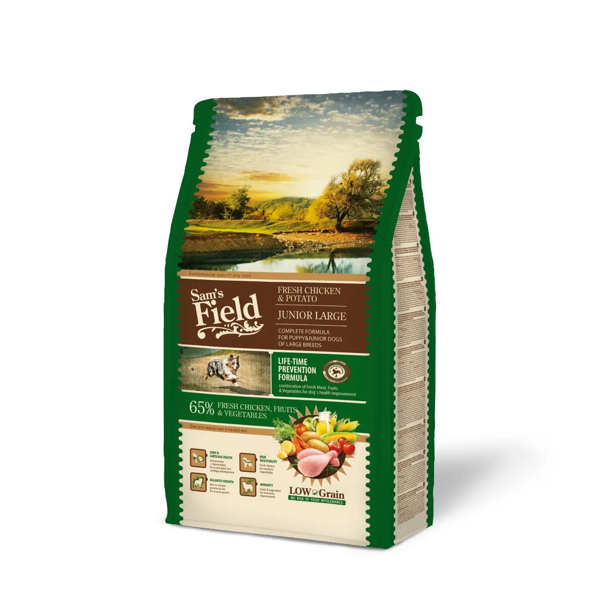 Sam's Field Fresh Junior Large Breed L-XL Pui și Cartofi hrană uscată conținut redus cereale câini junior 2.5kg