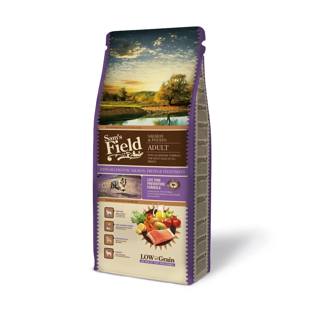 Sam's Field Fresh XS-XL Somon și Cartofi hrană uscată conținut redus cereale câini alergii 13kg
