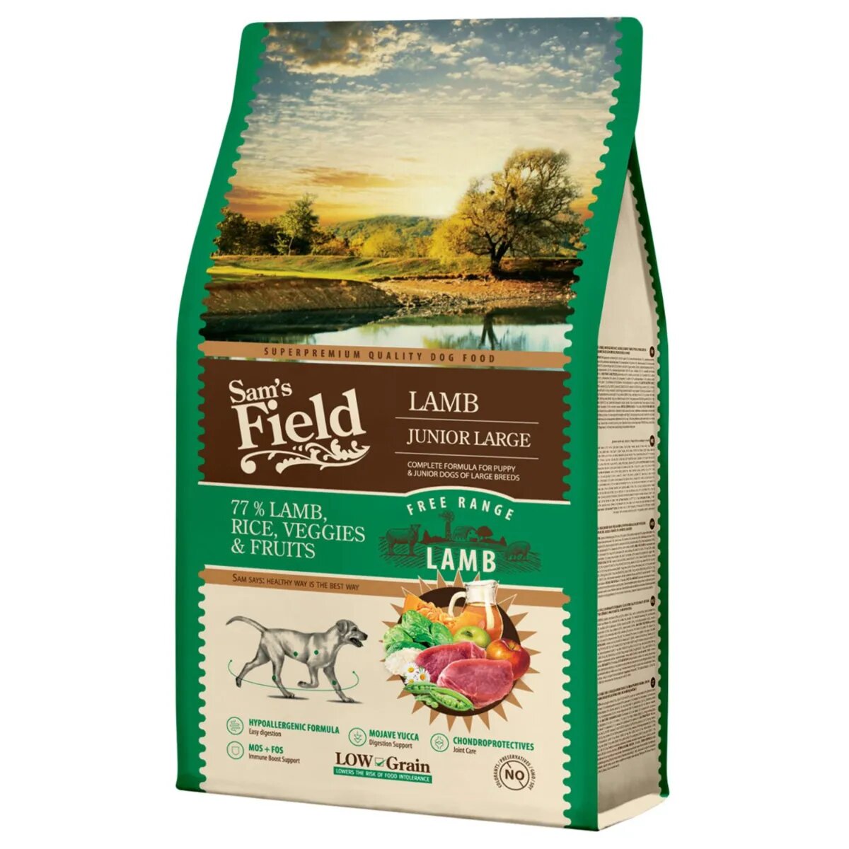 Sam's Field Junior Large Breed L-XL Miel hrană uscată conținut redus cereale câini 2.5kg