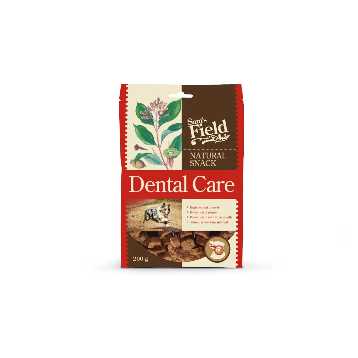 Sam's Field Natural Snack Dental Care XS-XL Pui punguță recompense câini sensibilități dentare 200g
