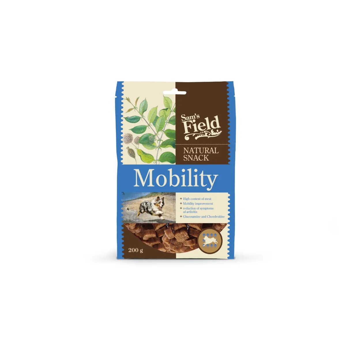 Sam's Field Natural Snack Mobility XS-XL Pui punguță recompense câini sistem articular 200g