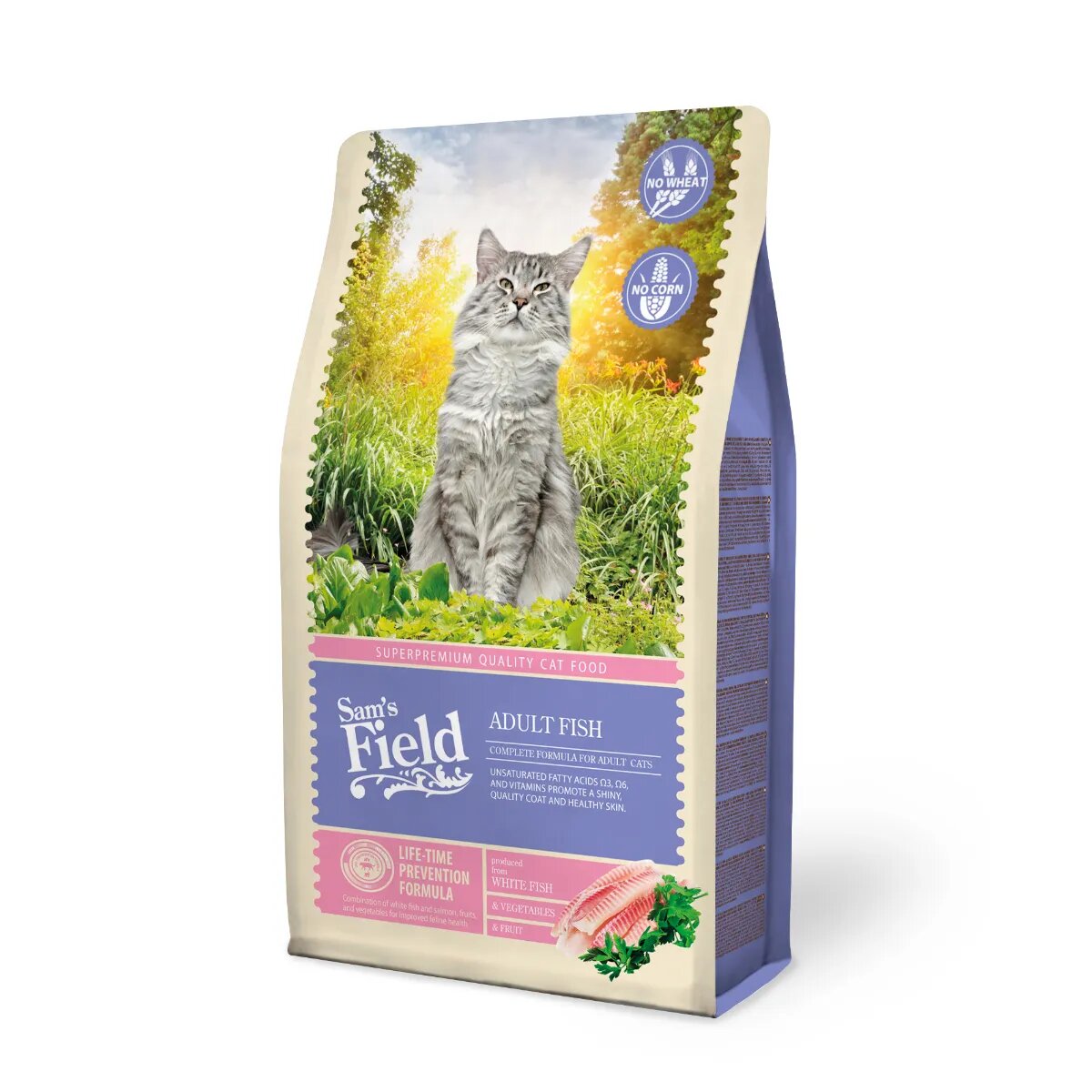 Sam's Field Pește alb și Somon hrană uscată pisici 2.5kg