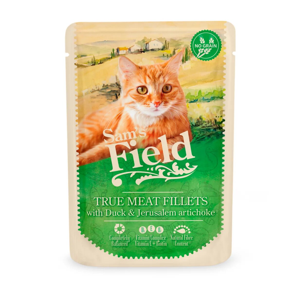 Sam's Field True Meat Fillets Rață plic hrană umedă fără cereale pisici (în sos) 85g