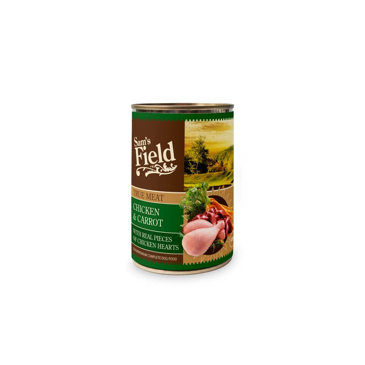 Sam's Field True Meat XS-XL Pui și Morcov conservă hrană umedă fără cereale câini (în aspic) 400g