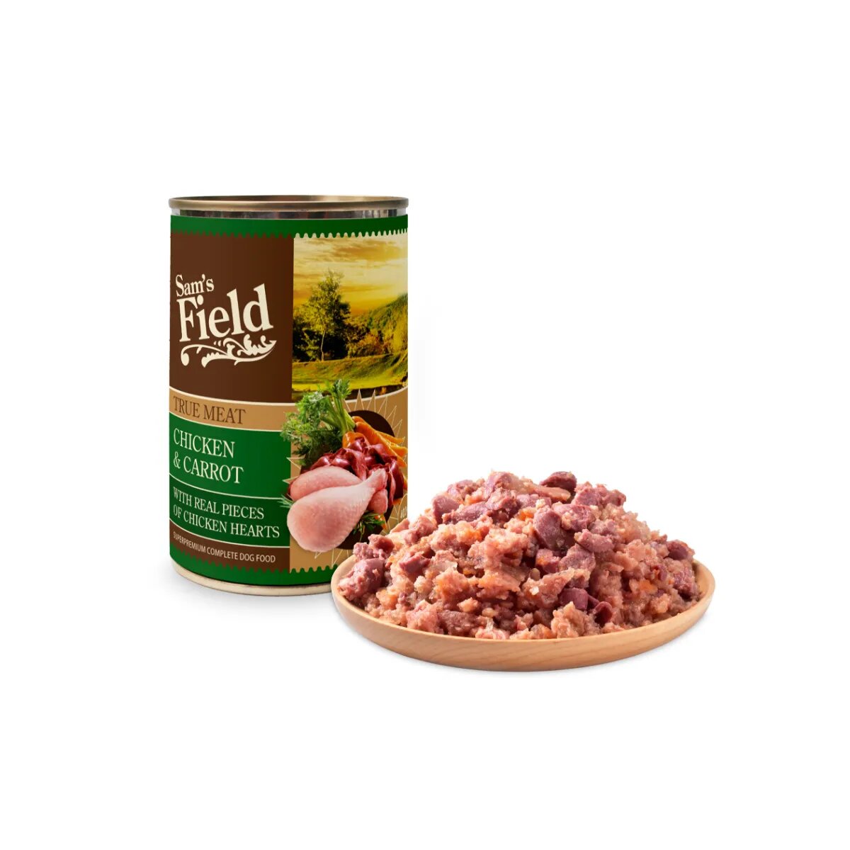 Sam's Field True Meat XS-XL Pui și Morcov conservă hrană umedă fără cereale câini (în aspic) 400g
