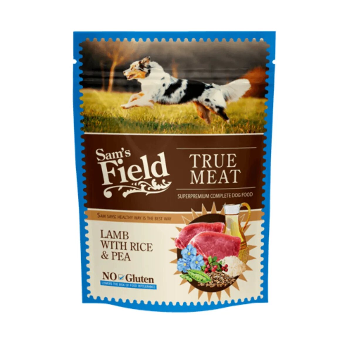 Sam's Field XS-XL Miel și Orez plic hrană umedă câini (în aspic) 260g