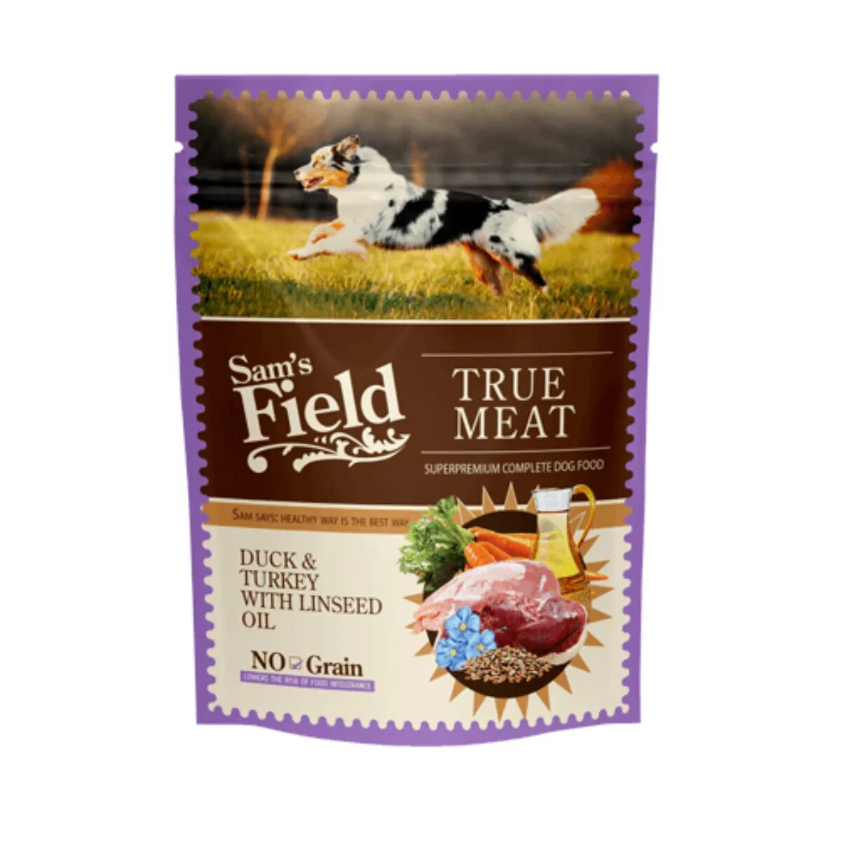 Sam's Field XS-XL Rață și Curcan plic hrană umedă fără cereale câini (în aspic) 260g