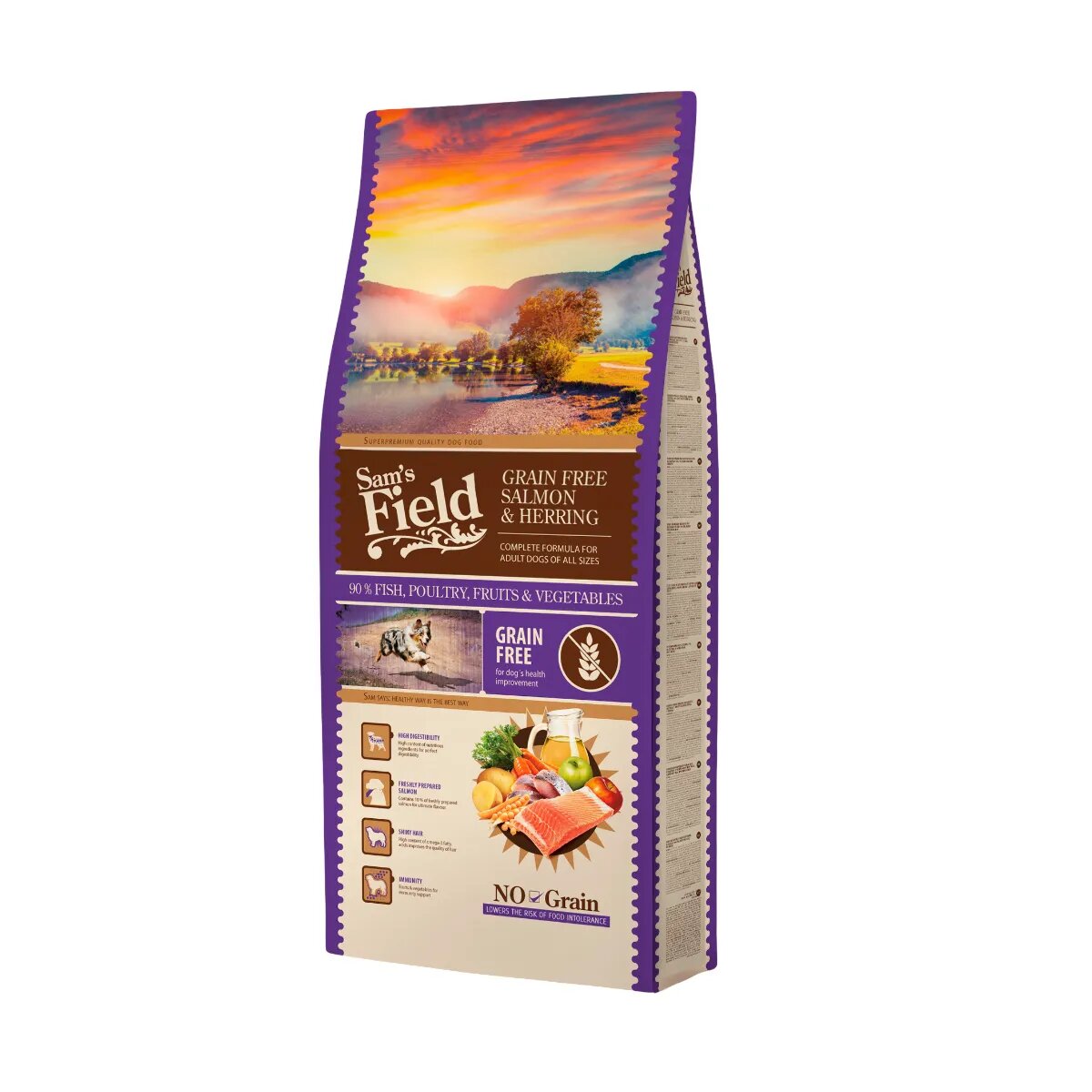Sam's Field XS-XL Somon și Hering hrană uscată fără cereale câini 13kg