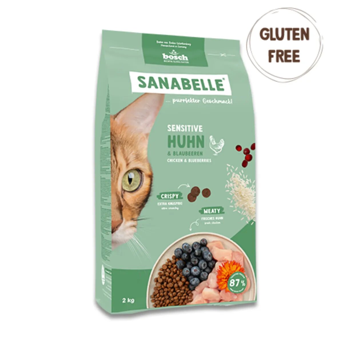 Sanabelle Sensitive Pui și Afine hrană uscată pisici sistem digestiv 400g
