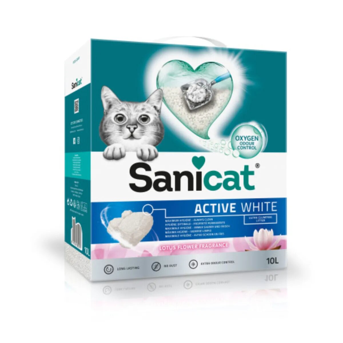 Sanicat Active White Lotus Flower Lotus așternut igienic pisici granule bentonită aglomerant neutralizare mirosuri fără praf 10l