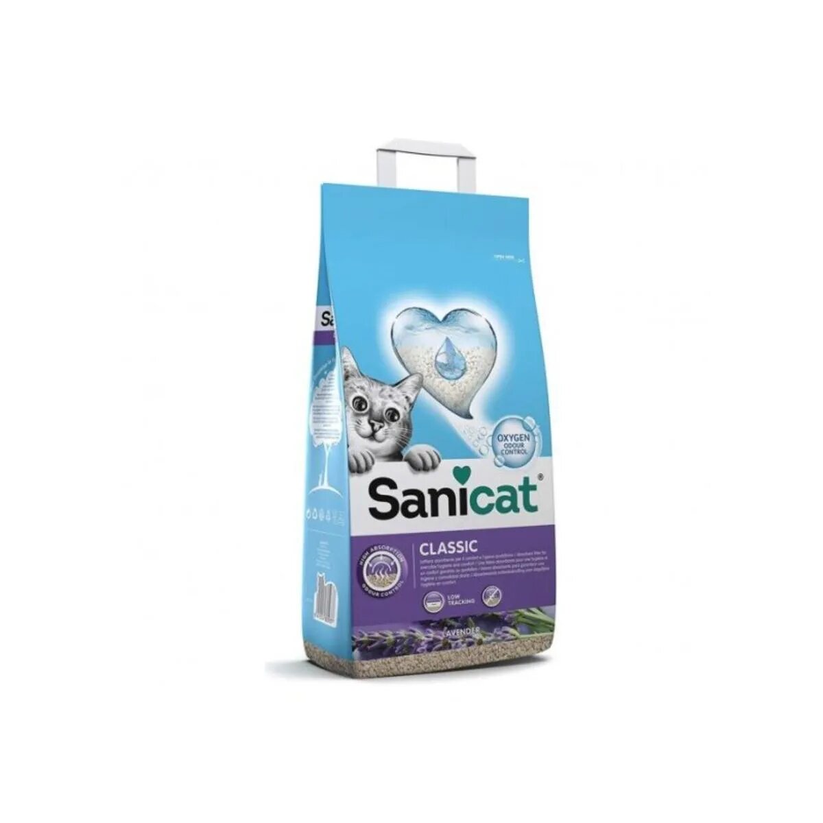 Sanicat Classic Lavanda așternut igienic pisici granule bentonită neaglomerant neutralizare mirosuri 8l