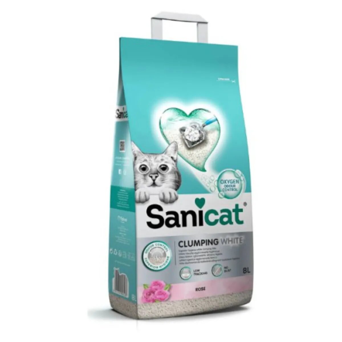 Sanicat Clumping White Rose Trandafir așternut igienic pisici granule bentonită aglomerant neutralizare mirosuri fără praf 8l
