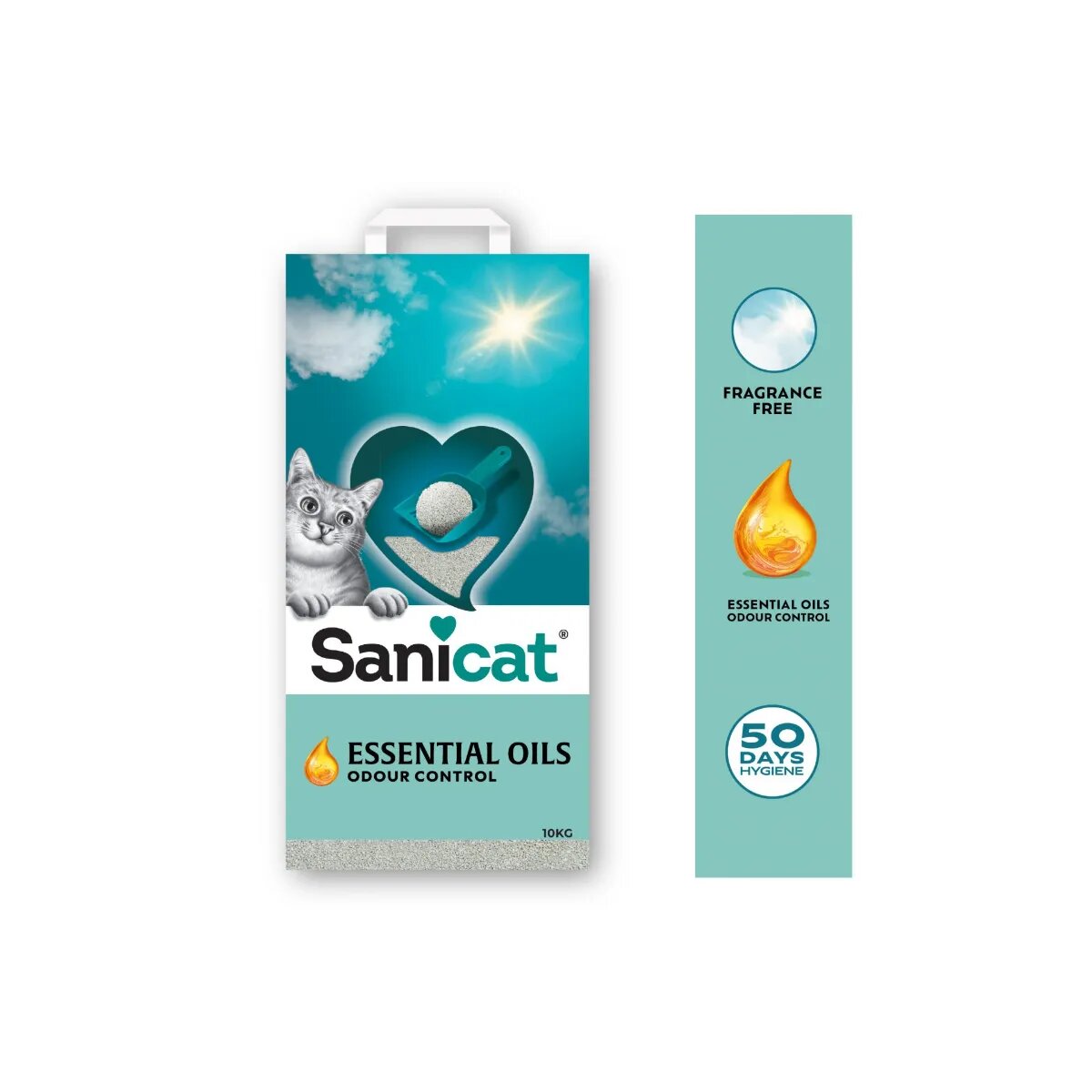 Sanicat Essential Oils Odour Control neparfumat așternut igienic pisici granule bentonită aglomerant neutralizare mirosuri fără praf 10kg