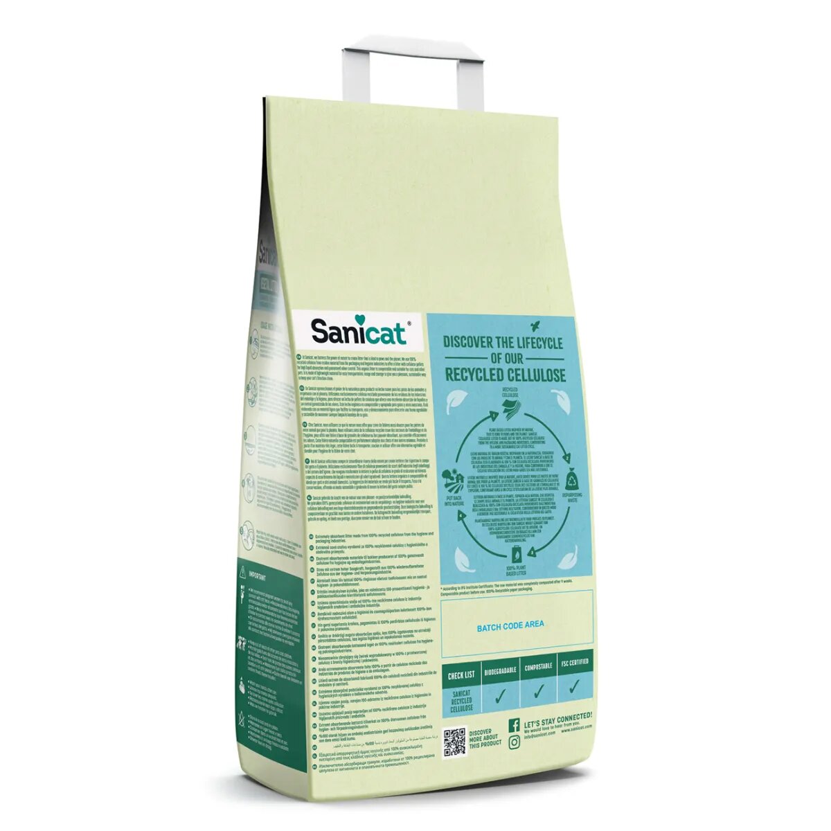 Sanicat Natura Activa Cellulose neparfumat așternut igienic pisici peleți celuloza neaglomerant ecologic biodegradabil 20l
