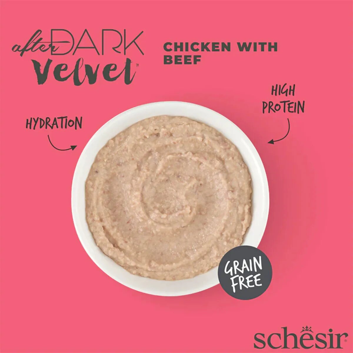 Schesir After Dark Velvet Mousse Pui și Vită plic hrană umedă fără cereale pisici (mousse) 80g