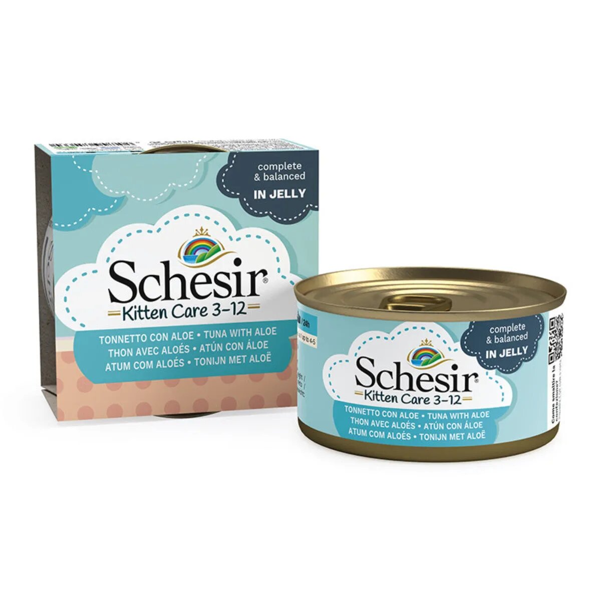 Schesir Baby Kitten Ton și Aloe Vera conservă hrană umedă pisici junior (în aspic) 85g