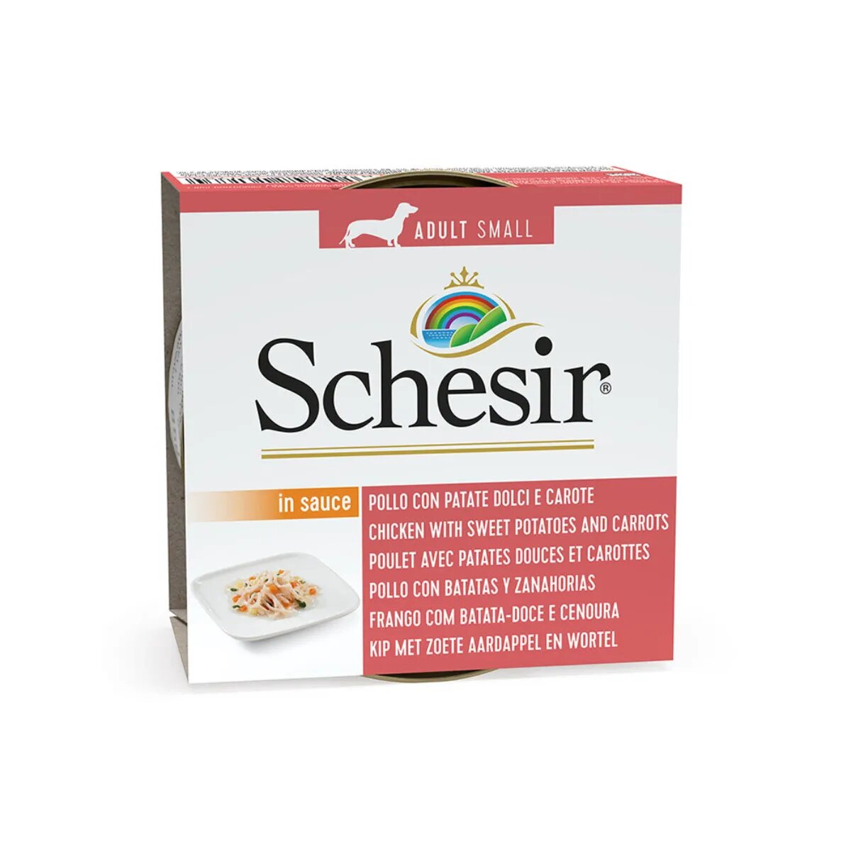Schesir Complementary Adult Small XS-S Pui și Morcov conservă hrană umedă câini (în aspic) 85g