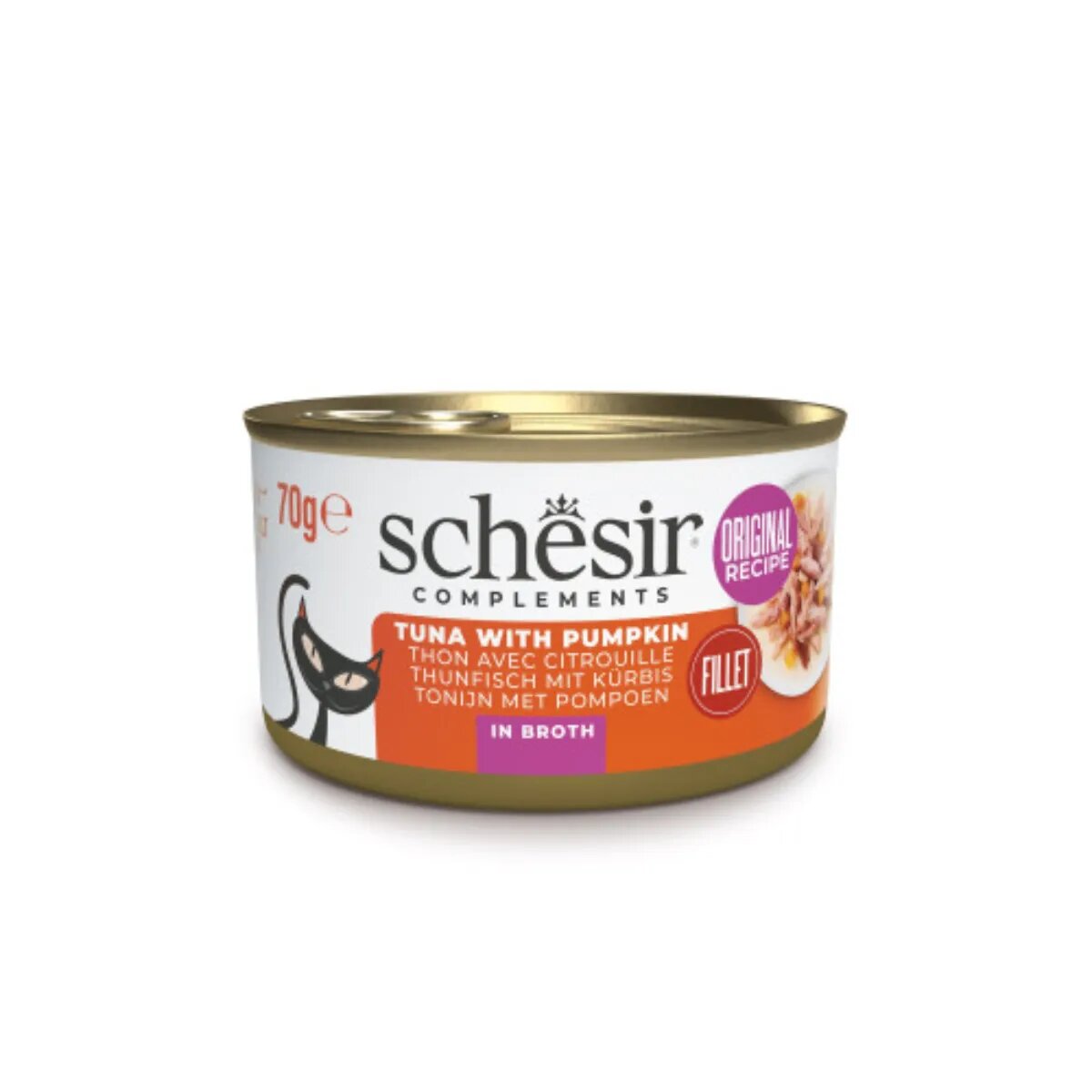 Schesir Complementary In Broth Ton și dovleac conservă hrană umedă pisici (în supă) 70g