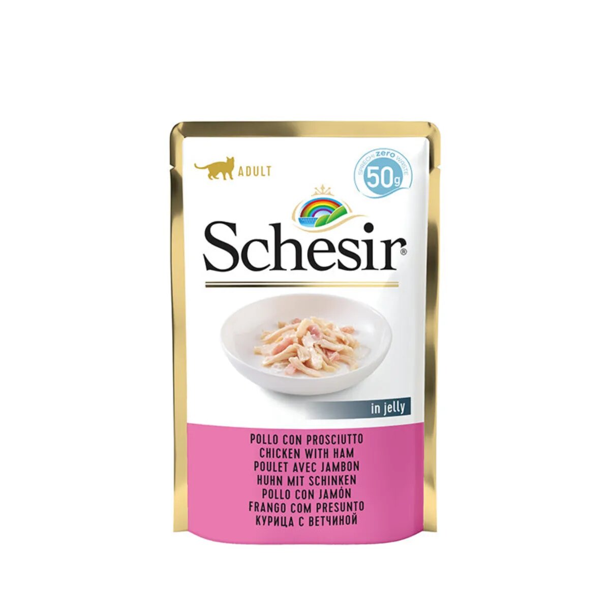 Schesir Complementary In Jelly Pui și Șuncă plic hrană umedă pisici (în aspic) 70g