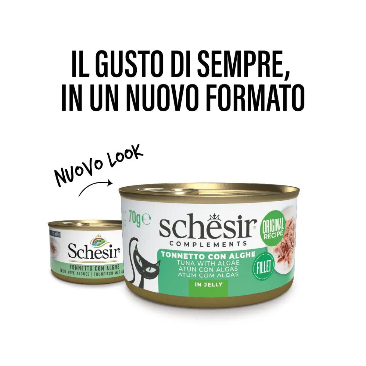 Schesir Complementary In Jelly Ton și Alge Marine conservă hrană umedă pisici (în aspic) 70g
