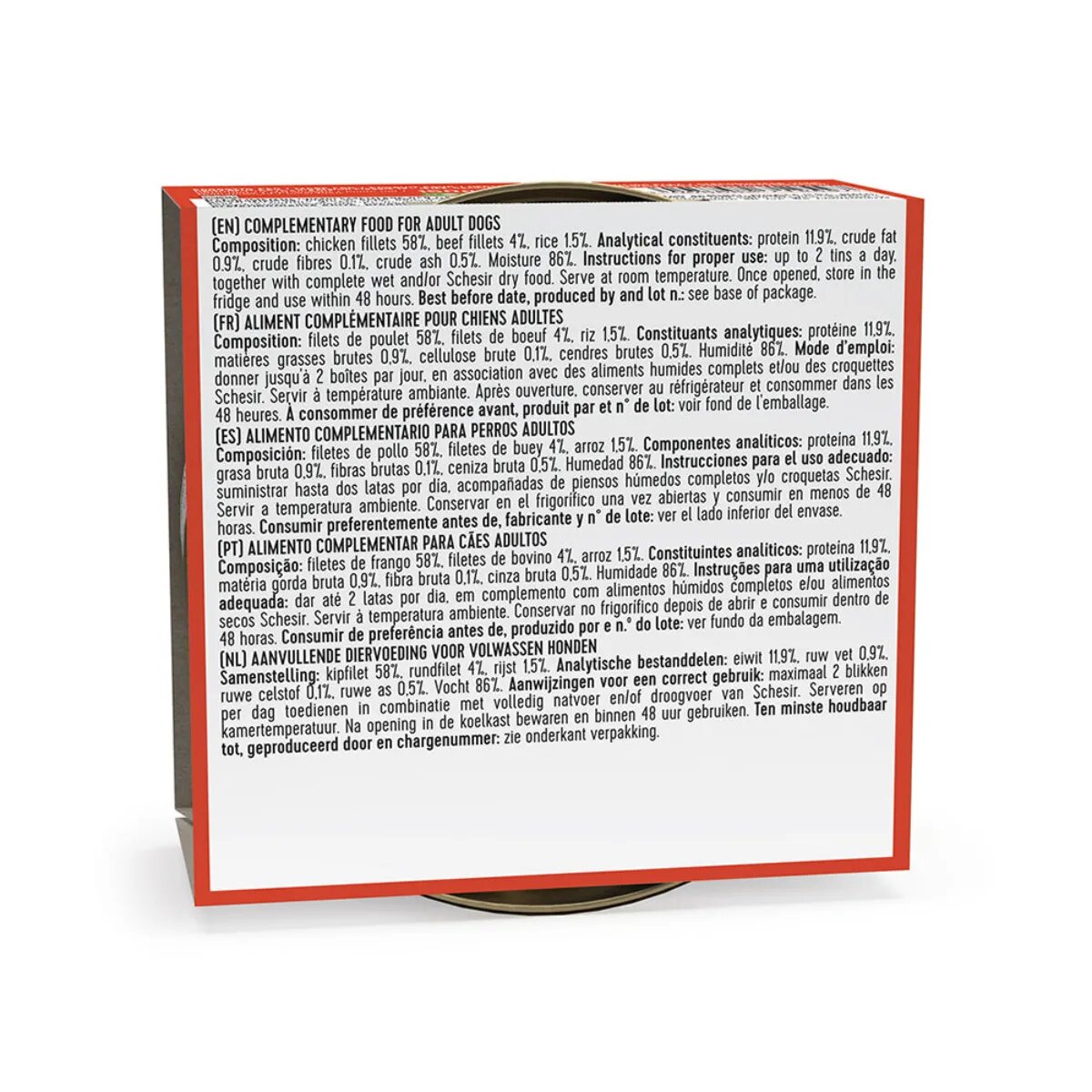 Schesir Complementary In Jelly XS-XL Pui și Vită conservă hrană umedă câini (în aspic) 150g
