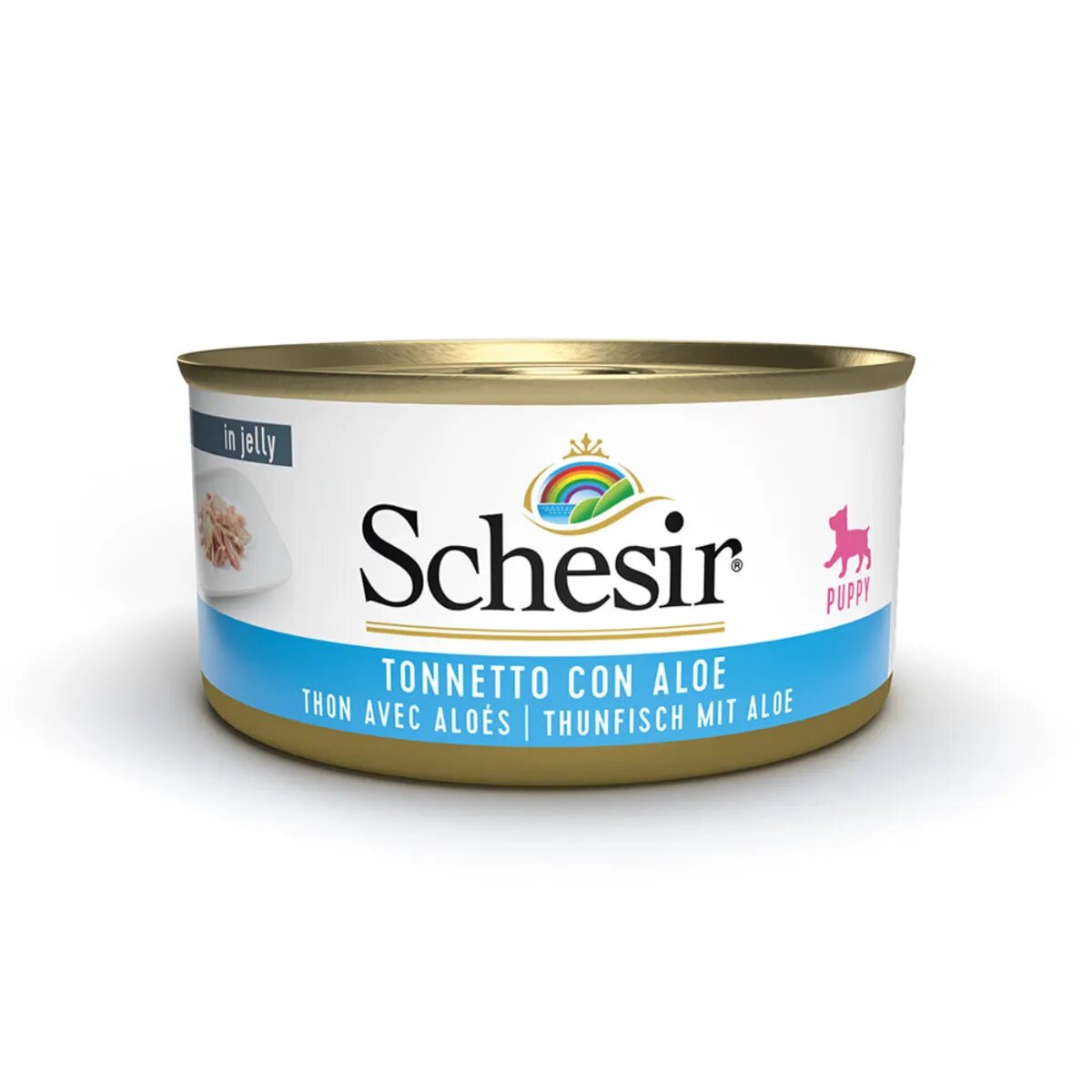 Schesir Complementary Puppy XS-XL Ton și Aloe Vera conservă hrană umedă câini junior (în aspic) 150g