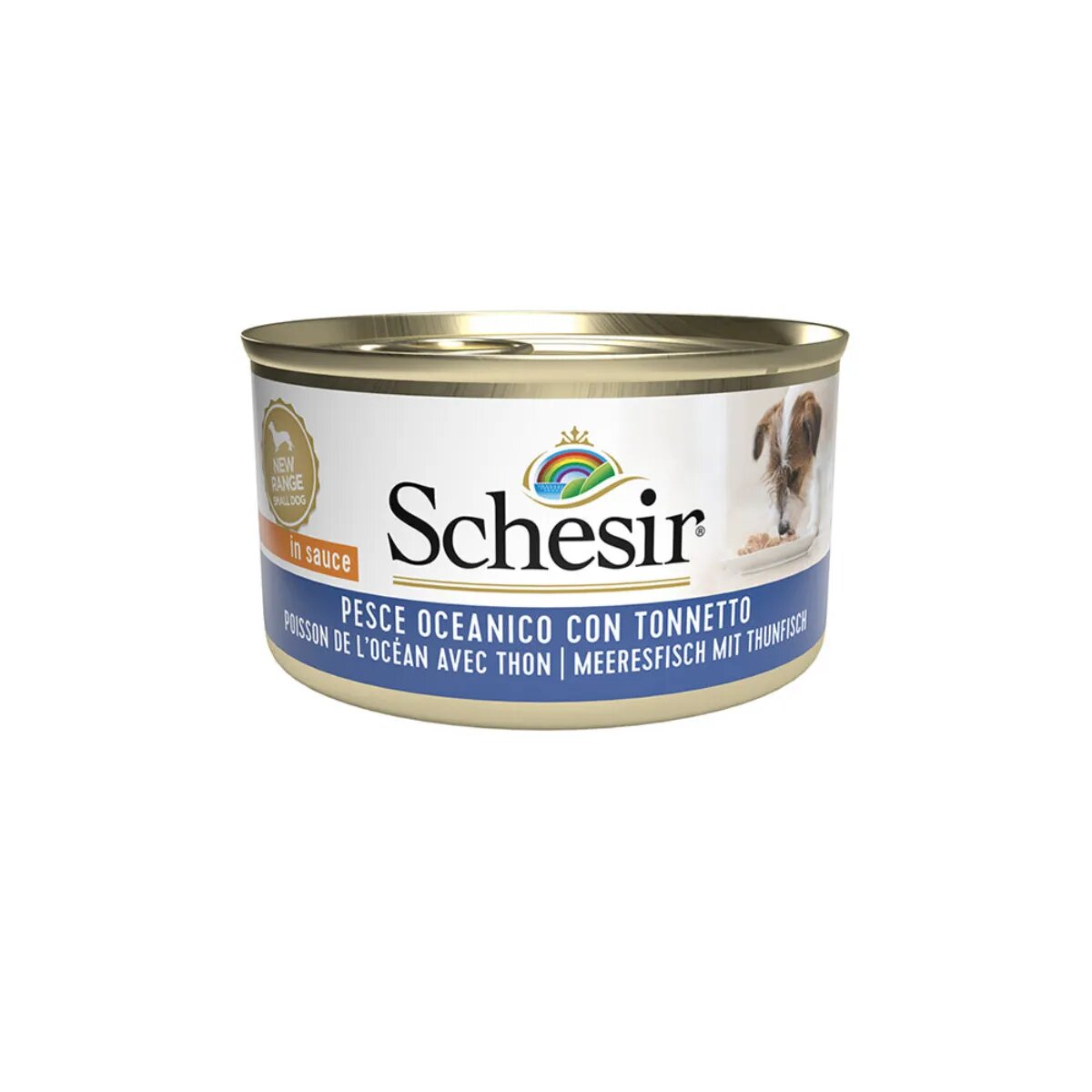 Schesir Complementary XS-S Macrou și Ton conservă hrană umedă câini (în aspic) 85g