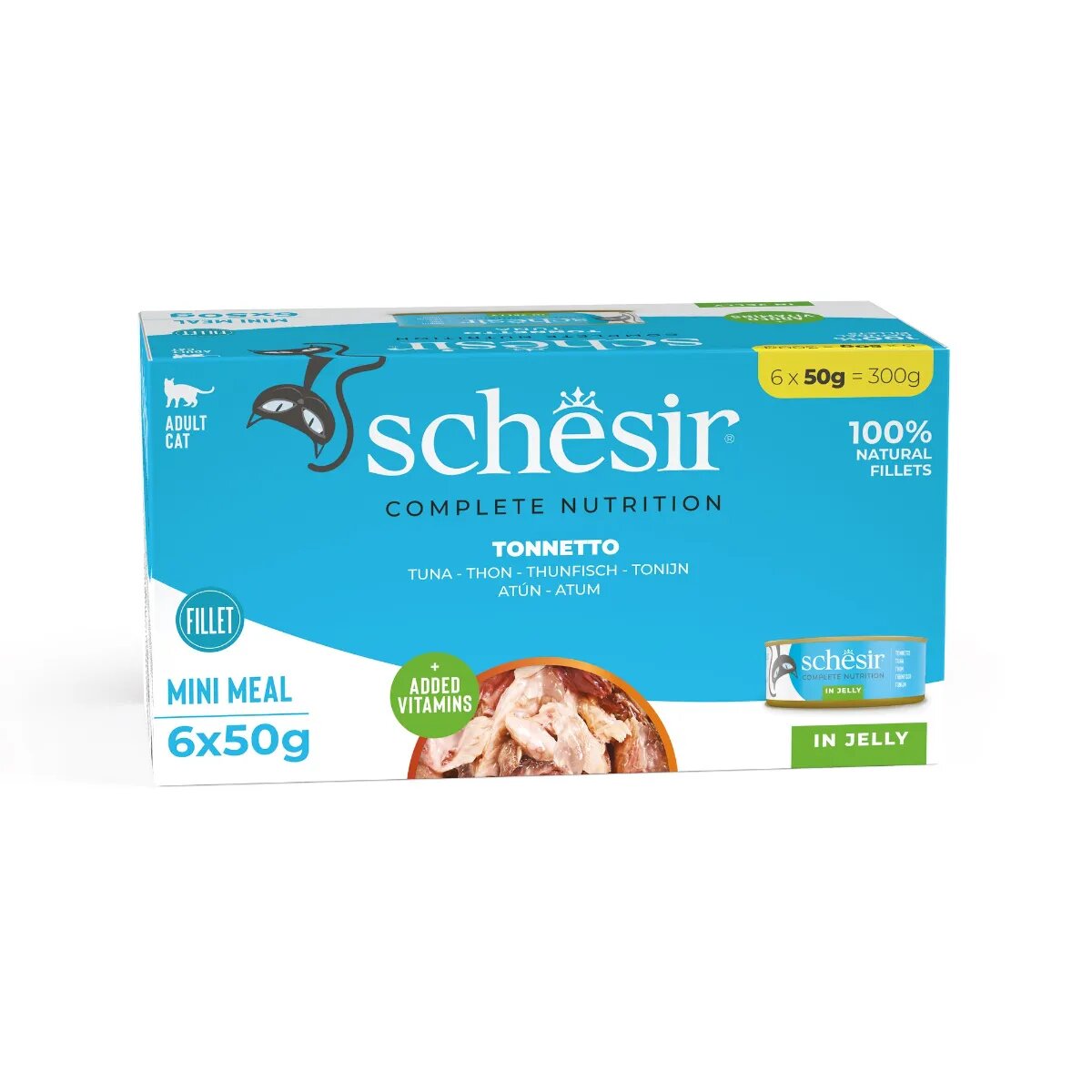 Schesir Complete Nutrition Multipack Ton conservă hrană umedă pisici (în aspic) multipack 50g x 6buc