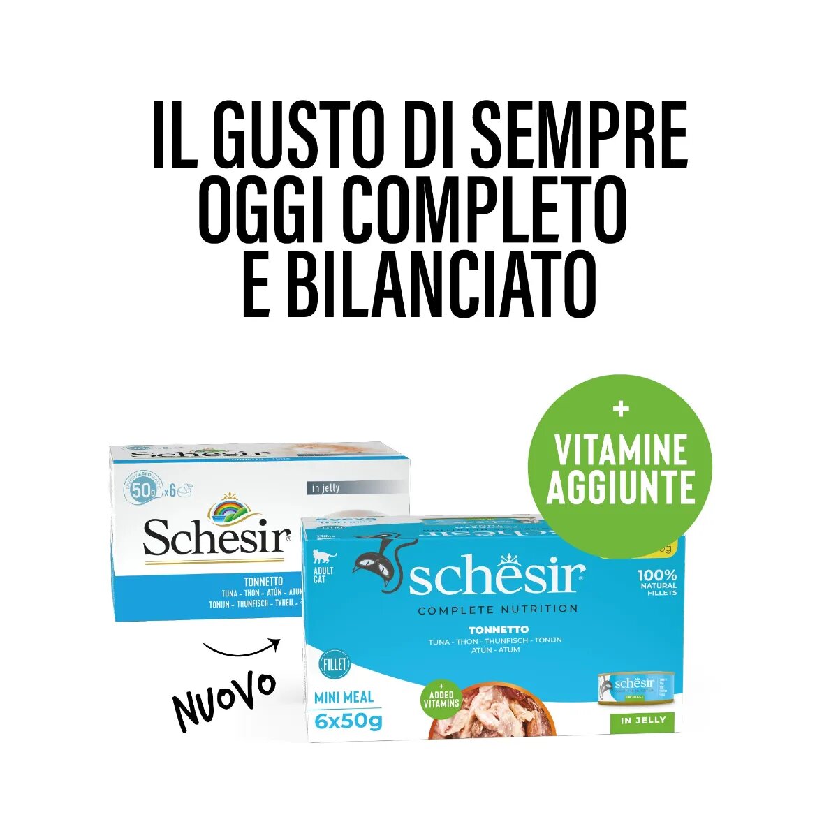 Schesir Complete Nutrition Multipack Ton conservă hrană umedă pisici (în aspic) multipack 50g x 6buc