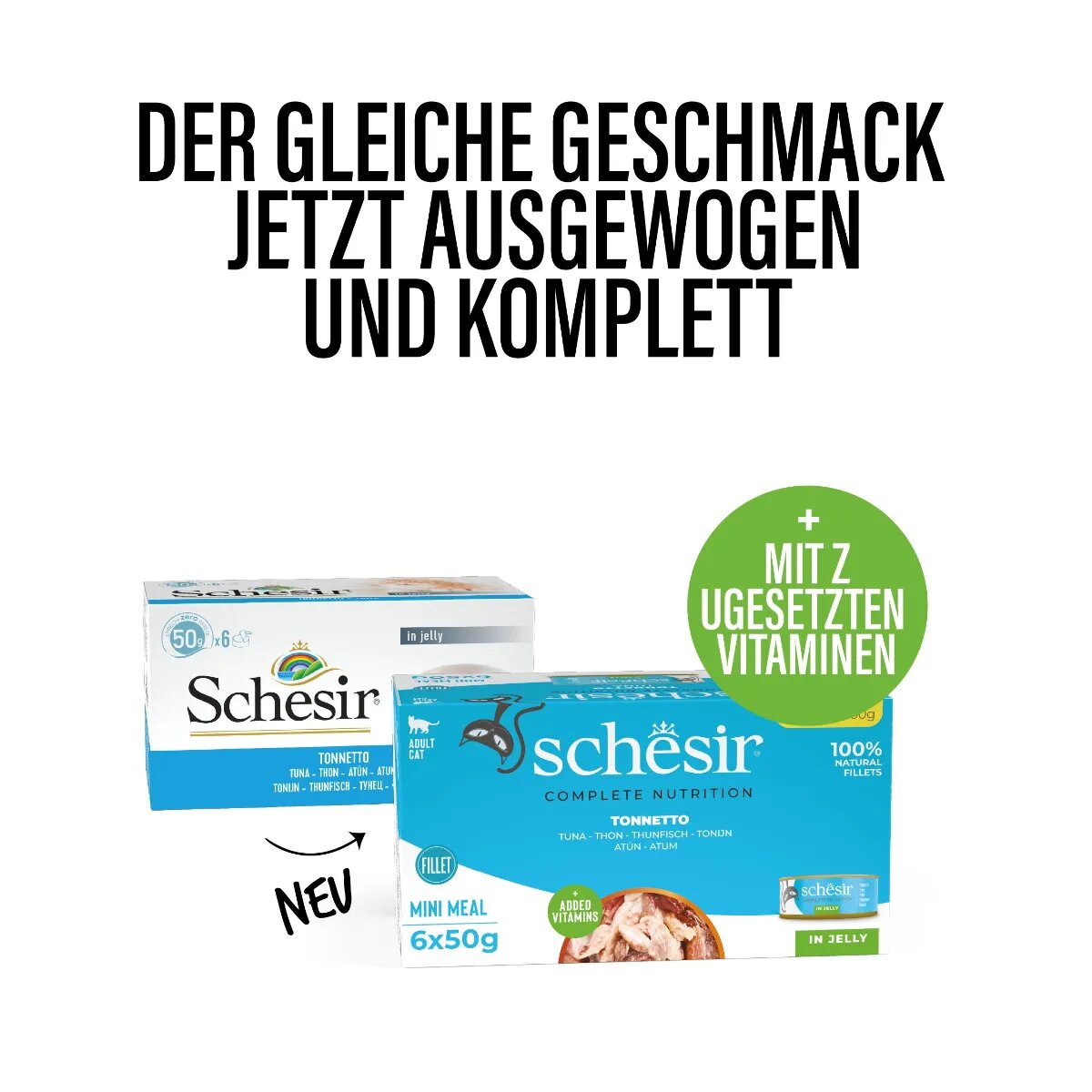 Schesir Complete Nutrition Multipack Ton conservă hrană umedă pisici (în aspic) multipack 50g x 6buc