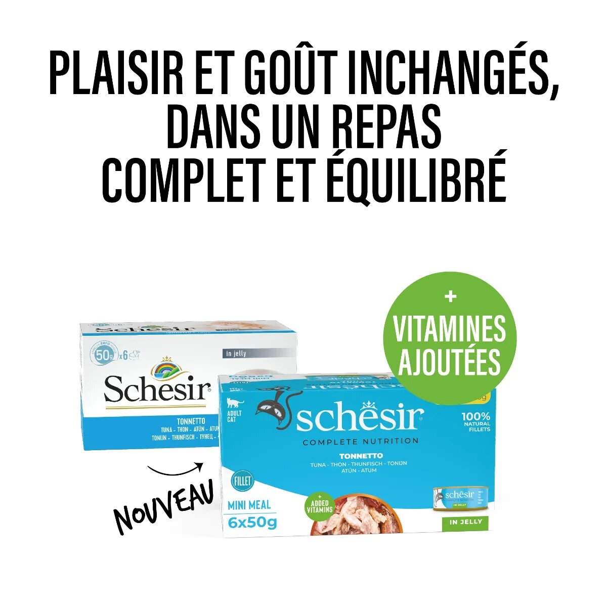 Schesir Complete Nutrition Multipack Ton conservă hrană umedă pisici (în aspic) multipack 50g x 6buc
