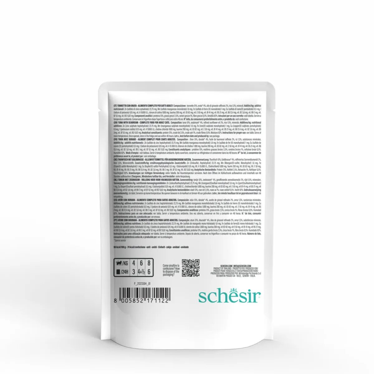 Schesir Complete Nutrition Ton și Doradă plic hrană umedă pisici (în aspic) 85g