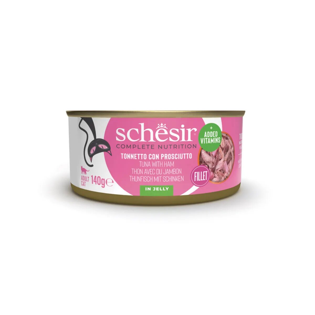 Schesir Complete Nutrition Ton și Șuncă conservă hrană umedă pisici (în aspic) 140g