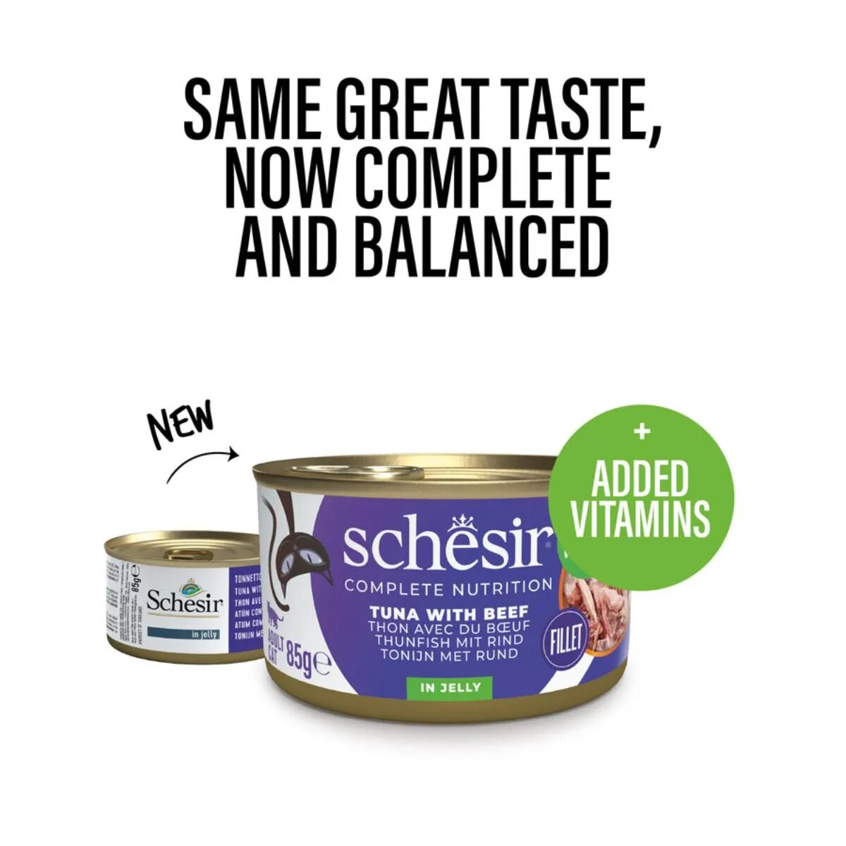Schesir Complete Nutrition Ton și Vită conservă hrană umedă pisici (în aspic) 85g