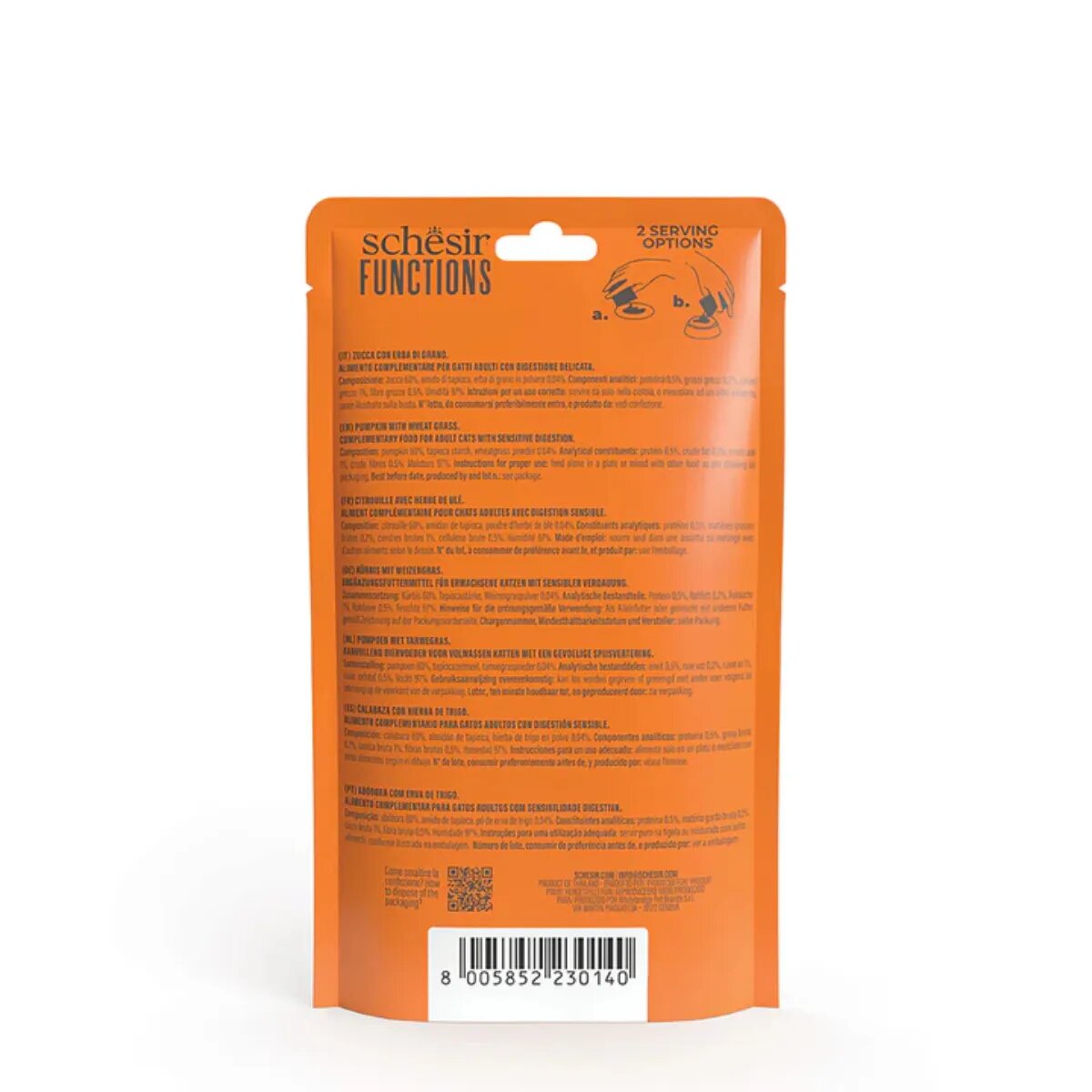 Schesir Functions Digestive Topper dovleac plic hrană umedă fără cereale pisici sistem digestiv (topping) 40g