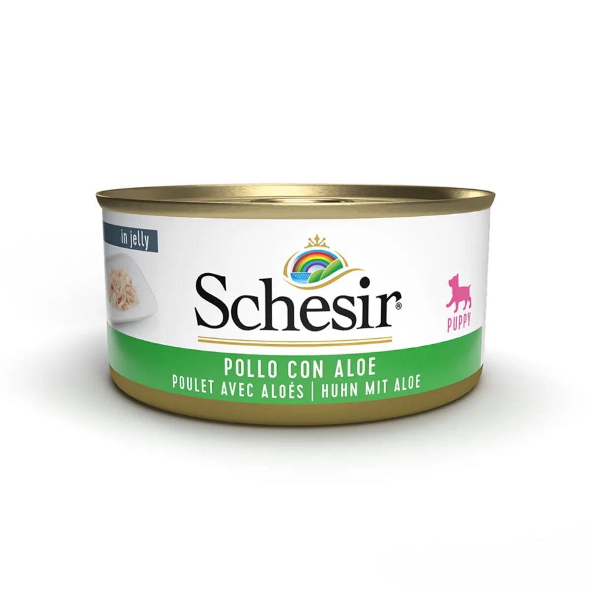 Schesir Puppy XS-XL Pui și Aloe Vera conservă hrană umedă câini junior (în aspic) 150g