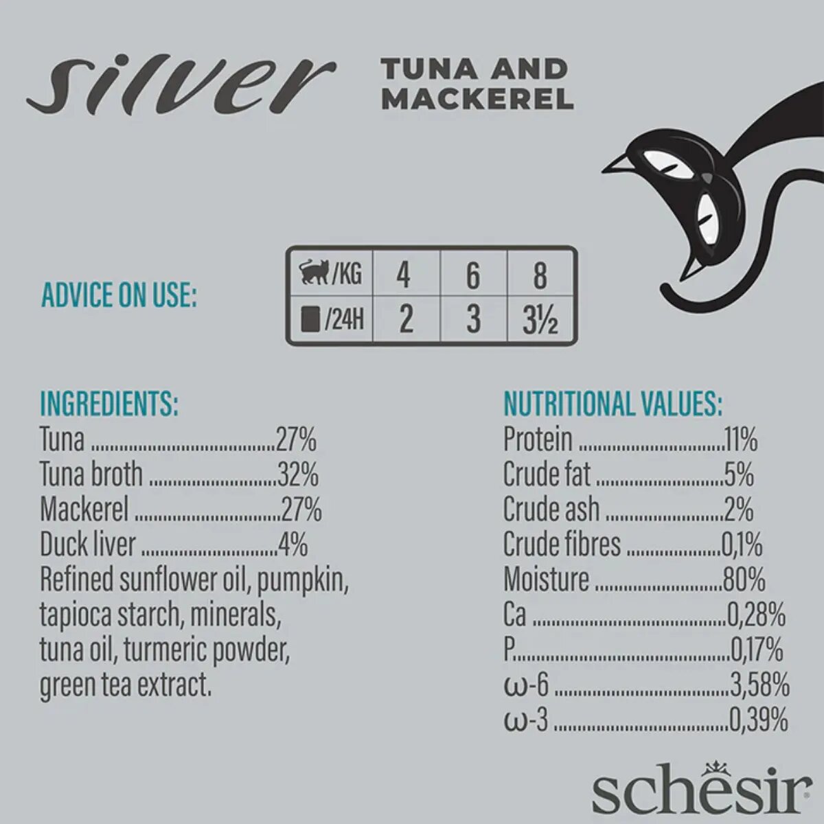 Schesir Silver Ton și Macrou conservă hrană umedă fără cereale pisici senior (în supă) 70g