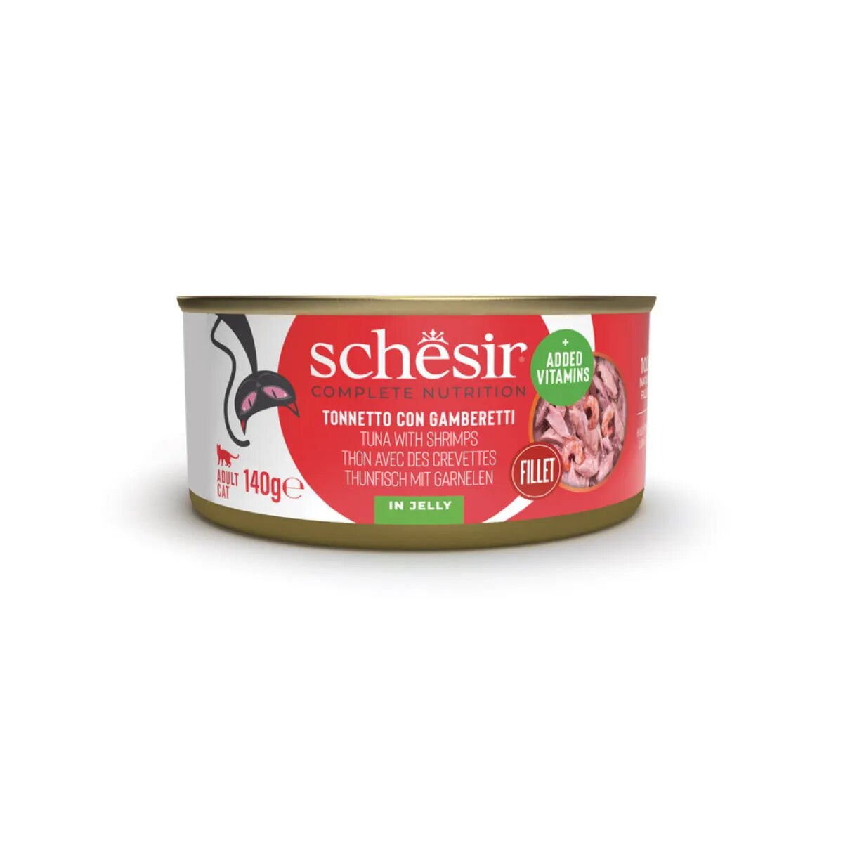 Schesir Ton și Creveți conservă hrană umedă pisici (în aspic) 140g