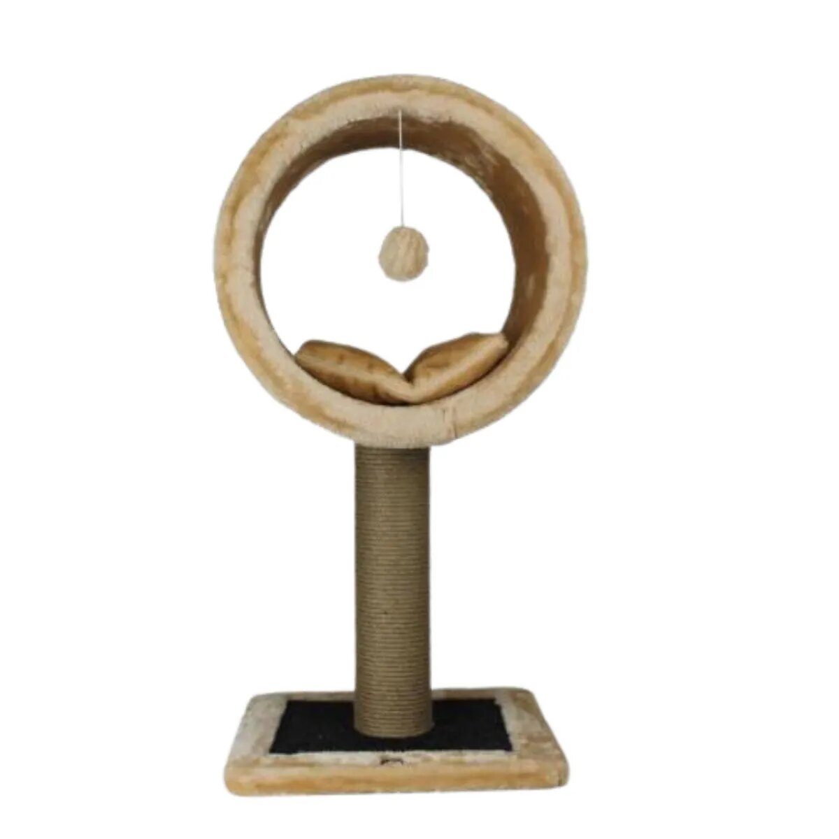 SHAW Bordo ansamblu de joacă pisici 1 etaj MDF și pluș elemente de zgâriat elemente atârnate bej 42x42x90cm