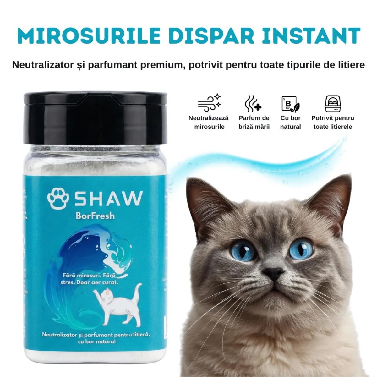 SHAW Borfresh cu bor natural odorizant litieră pisici 1buc
