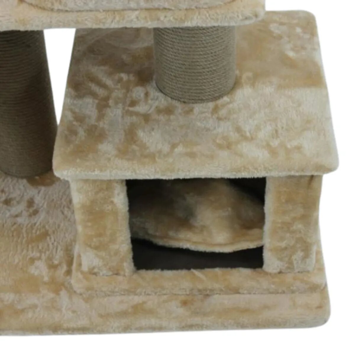 SHAW Istanbul ansamblu de joacă pisici 5 etaje 1 căsuța MDF și pluș elemente de zgâriat elemente hamac bej 52x100x172cm