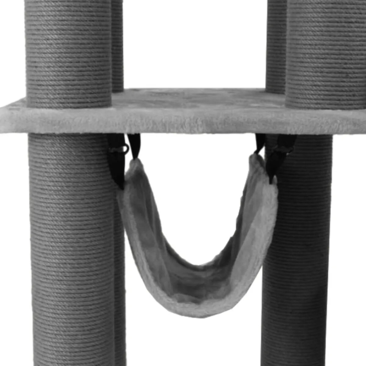 SHAW Istanbul ansamblu de joacă pisici 5 etaje 1 căsuța MDF și pluș elemente de zgâriat elemente hamac gri 52x100x172cm