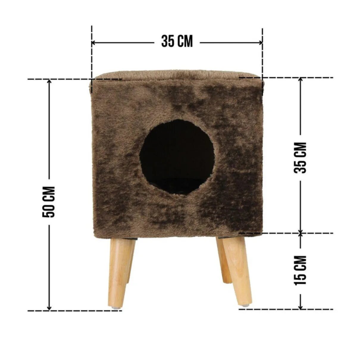 SHAW Linz taburet & culcuș integrat căsuța pătrată pisici MDF maro 35x35x50cm