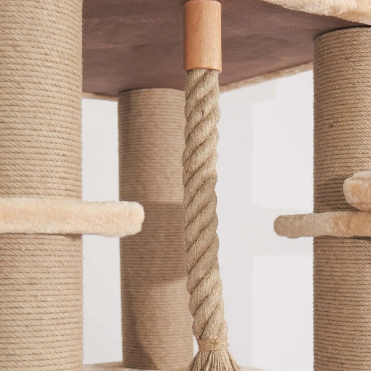 SHAW Madrid ansamblu de joacă pisici 4 etaje 1 căsuța MDF și pluș elemente de zgâriat elemente hamac bej 105x105x200cm
