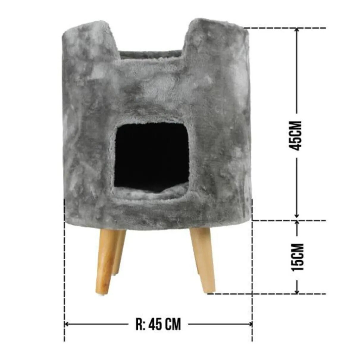 SHAW Oslo căsuța rotundă pisici MDF bej 45x45x60cm