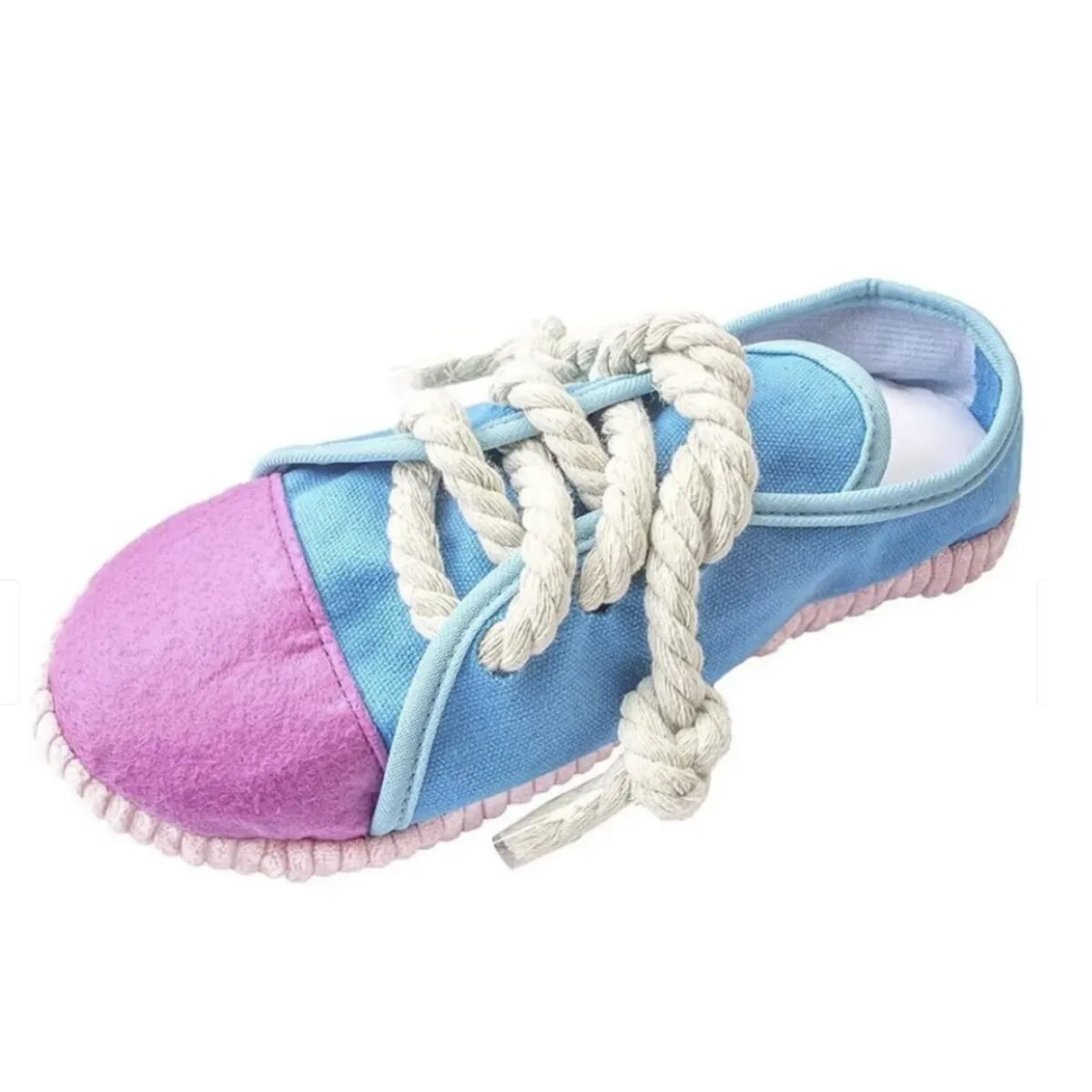 SHAW Pantof jucărie de ros câini dentiție cu sunet pânză Pantof jucărie de ros câini XS-M dentiție cu sunet pânză albastru și roz 24x10x8cm 1buc