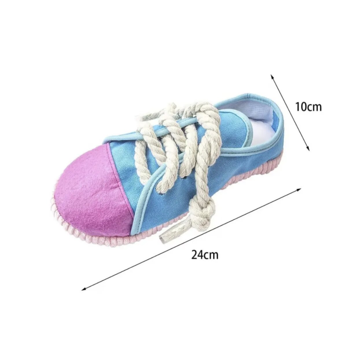 SHAW Pantof jucărie de ros câini dentiție cu sunet pânză Pantof jucărie de ros câini XS-M dentiție cu sunet pânză albastru și roz 24x10x8cm 1buc