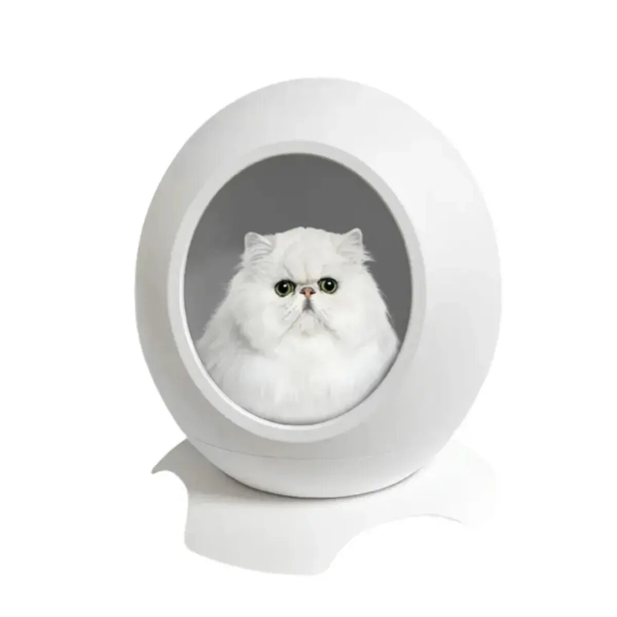 SHAW Pătuț Smart cu funcții de încălzire aplicație mobilă reglare temperatură și muzică căsuța rotundă pisici PVC alb 43x45.5x43cm