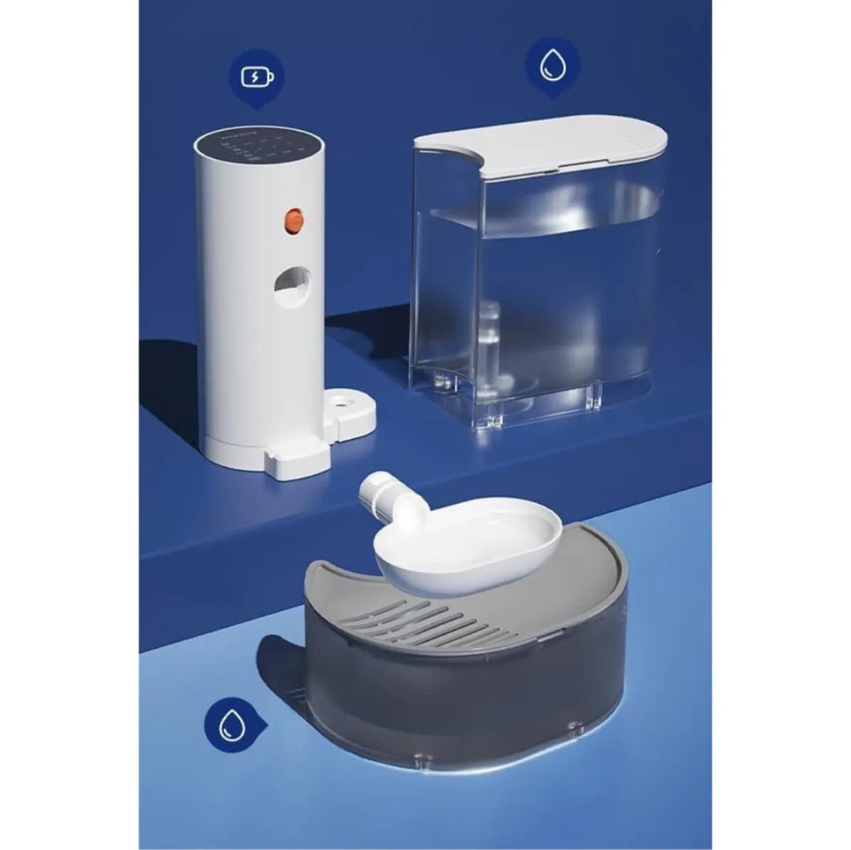 SHAW Pet Gravity fântână câini auto-reumplere separare apă reziduală plastic Pet Gravity fântână câini și pisici auto-reumplere separare apă reziduală plastic alb 3l