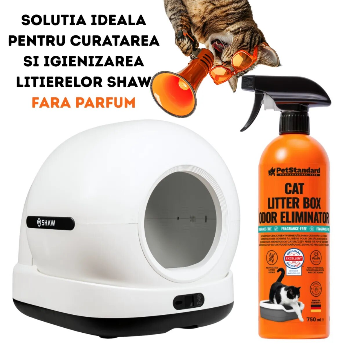 SHAW PetStandard Solutie Profesionala Enzimatica odorizant litieră pisici 750ml